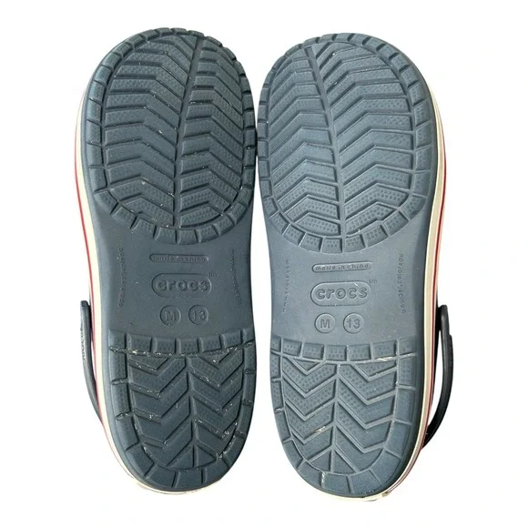 Crocs Mens Classic Clog Navy Blue Red White Accents‎ Jibbitz Size M 13 - Picture 3 of 11